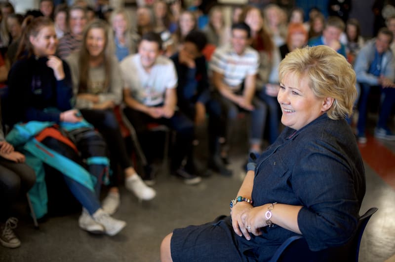 Erna Solberg og gruppe